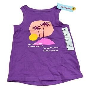Cat & Jack Toddler Girls' Purple Palms Knit Graphic Tank Top - Size 2T - NWT
